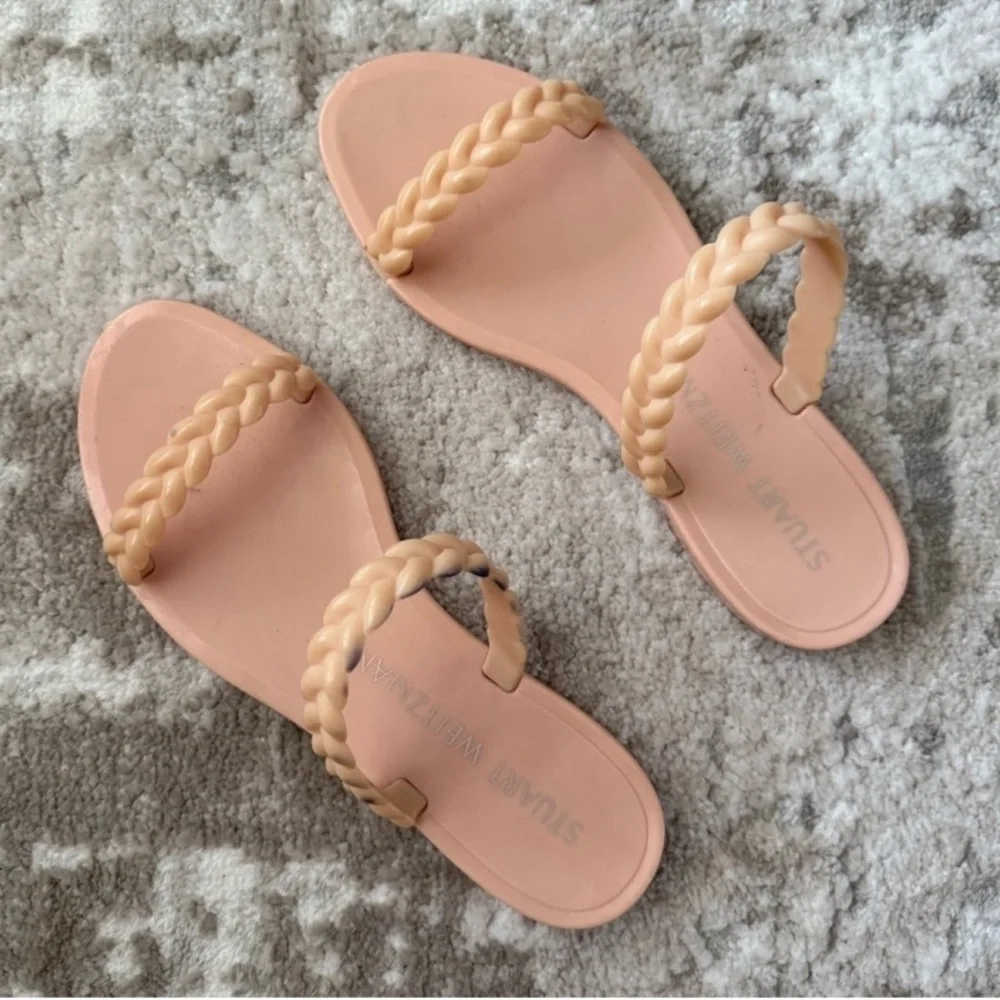 Stuart Weitzman Nude Braided Sandals - Picture 1 of 4